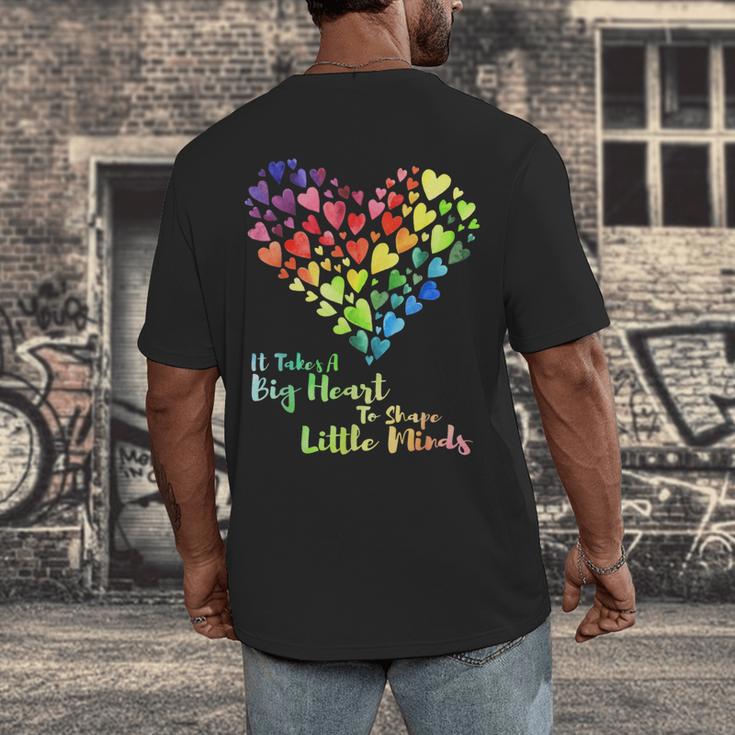 It Takes A Big Heart To Shape Little Minds Teacher Student Men Women Kids Men's Back Print T-Shirt, funny design