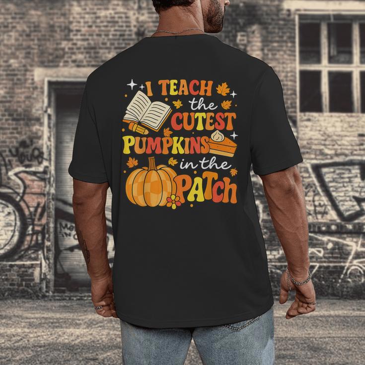 I Teach The Coolest Pumpkins In The Patch Teacher Halloween Men's Back Print T-Shirt, funny design