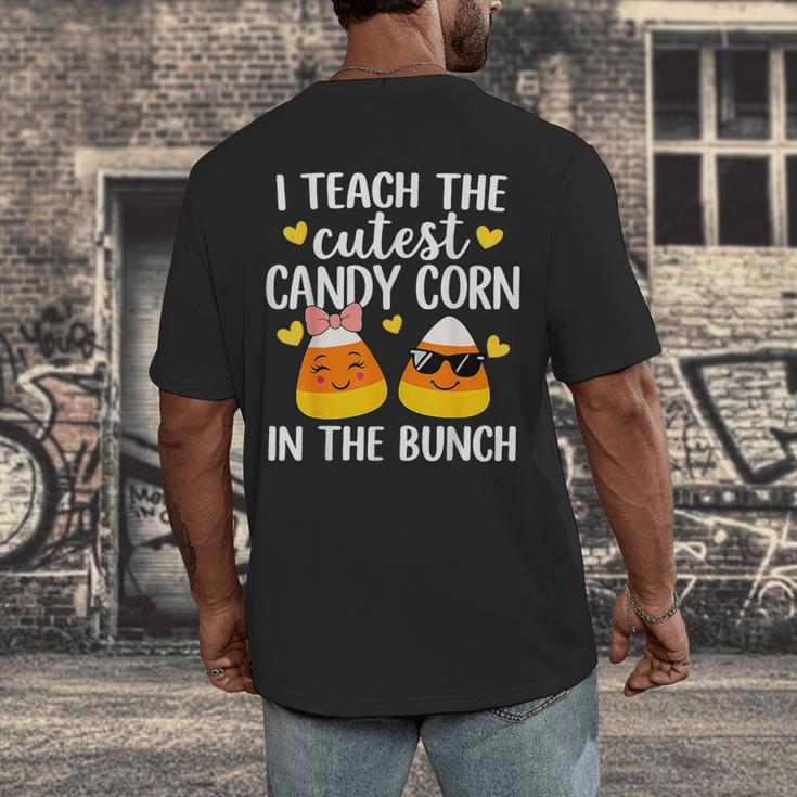 I Teach The Cutest Candy Corn In The Bunch Teacher Halloween Men's Back Print T-Shirt, funny design I Teach The Cutest Candy Corn In The Bunch Teacher Halloween Men's Back Print T-Shirt, funny design