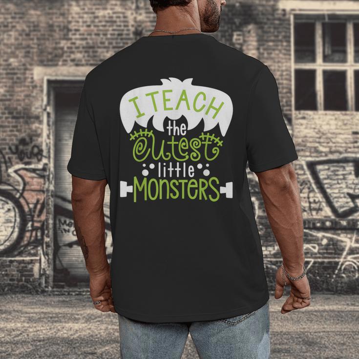 I Teach The Cutest Little Monsters Halloween Teacher Spooky Men's Back Print T-Shirt, funny design I Teach The Cutest Little Monsters Halloween Teacher Spooky Men's Back Print T-Shirt, funny design
