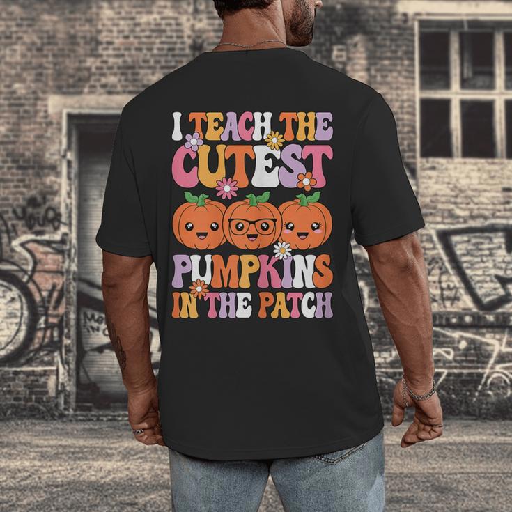 I Teach The Cutest Pumpkins Halloween Fall Teacher Women Men's Back Print T-Shirt, funny design