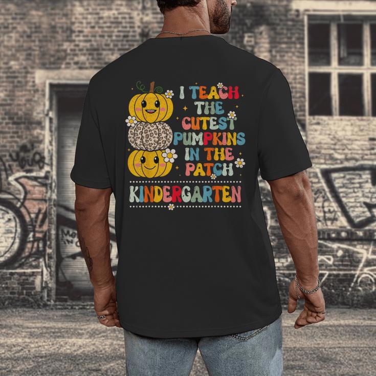 I Teach The Cutest Pumpkins Kindergarten Teacher Halloween Men's Back Print T-Shirt, funny design I Teach The Cutest Pumpkins Kindergarten Teacher Halloween Men's Back Print T-Shirt, funny design