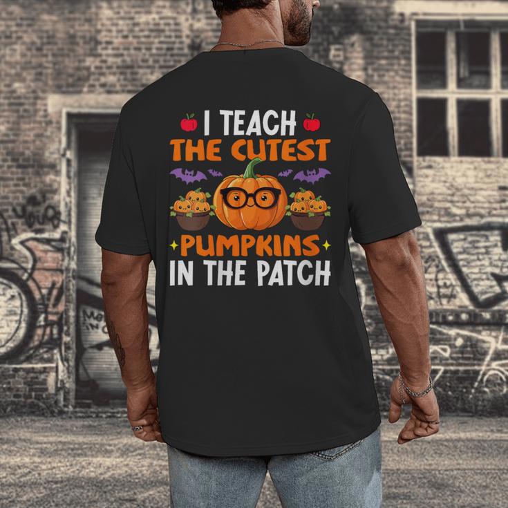 I Teach The Cutest Pumpkins In The Patch Halloween Teacher Men's Back Print T-Shirt, funny design I Teach The Cutest Pumpkins In The Patch Halloween Teacher Men's Back Print T-Shirt, funny design