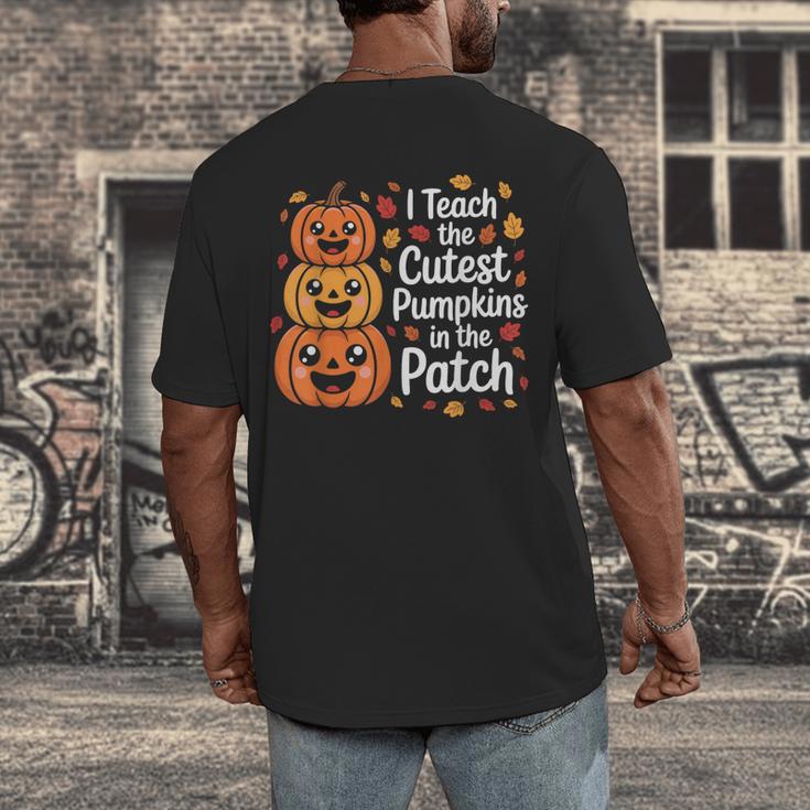 i Teach The Cutest Pumpkins In The Patch Teacher Halloween Men's Back Print T-Shirt, funny design i Teach The Cutest Pumpkins In The Patch Teacher Halloween Men's Back Print T-Shirt, funny design
