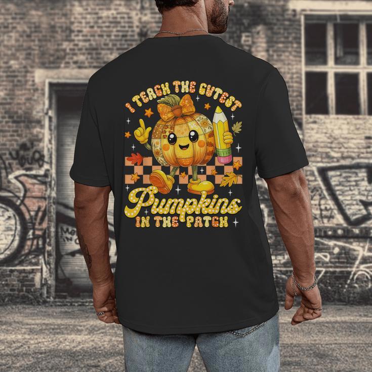 I Teach The Cutest Pumpkins In The Patch Teacher Halloween Men's Back Print T-Shirt, funny design I Teach The Cutest Pumpkins In The Patch Teacher Halloween Men's Back Print T-Shirt, funny design