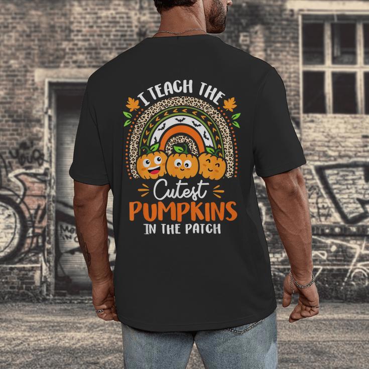 I Teach The Cutest Pumpkins In The Patch Teacher Halloween Men's Back Print T-Shirt, funny design I Teach The Cutest Pumpkins In The Patch Teacher Halloween Men's Back Print T-Shirt, funny design