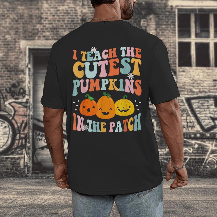 I Teach The Cutest Pumpkins In The Patch Teacher Men's Back Print T-Shirt, funny design I Teach The Cutest Pumpkins In The Patch Teacher Men's Back Print T-Shirt, funny design
