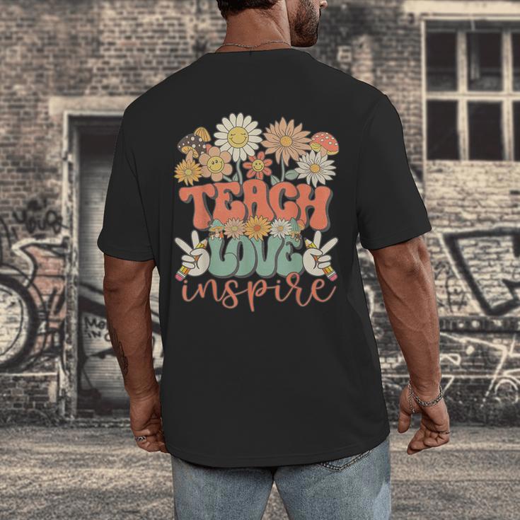 Teach Love Inspire Retro Groovy Daisy Back To School Teacher For Men Women Kids Men's Back Print T-Shirt, funny design Teach Love Inspire Retro Groovy Daisy Back To School Teacher For Men Women Kids Men's Back Print T-Shirt, funny design