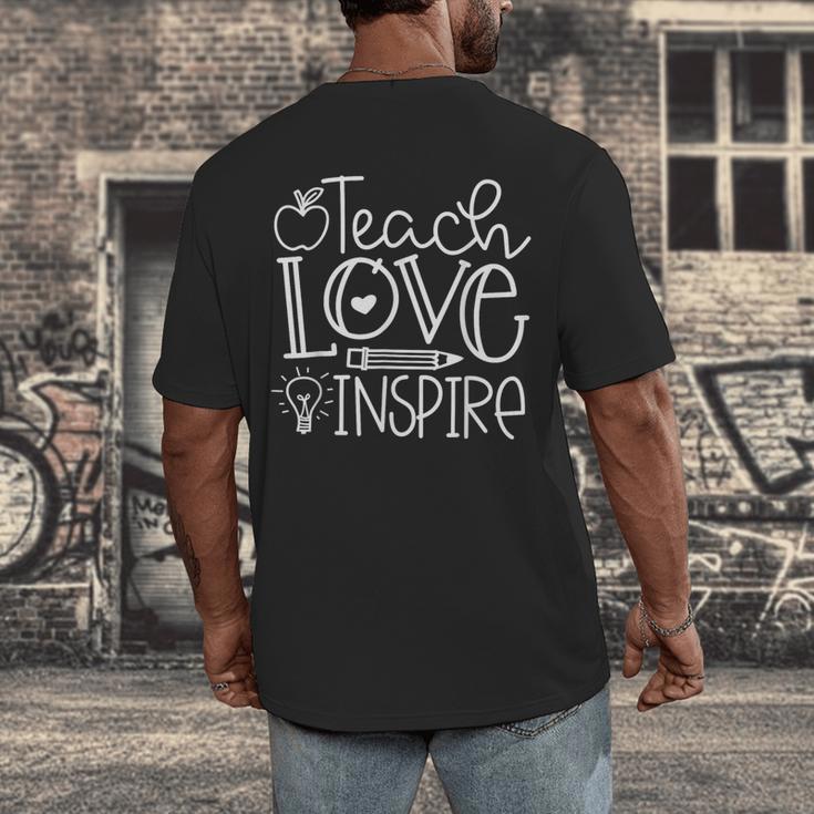 Teach Love Inspire Retro Teacher Kids Back To School Men's Back Print T-Shirt, funny design