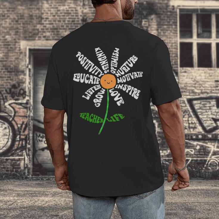 Teach Love Inspire Teachers Inspirational Flower Teachers Men's Back Print T-Shirt, funny design