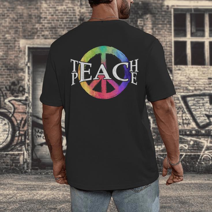Teach Peace For Teachers And Educators Counselor Men's Back Print T-Shirt, funny design Teach Peace For Teachers And Educators Counselor Men's Back Print T-Shirt, funny design