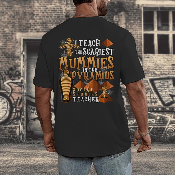 Teach The Scariest Mummies Halloween Social Studies Teacher Men Women Men's Back Print T-Shirt, funny design Teach The Scariest Mummies Halloween Social Studies Teacher Men Women Men's Back Print T-Shirt, funny design