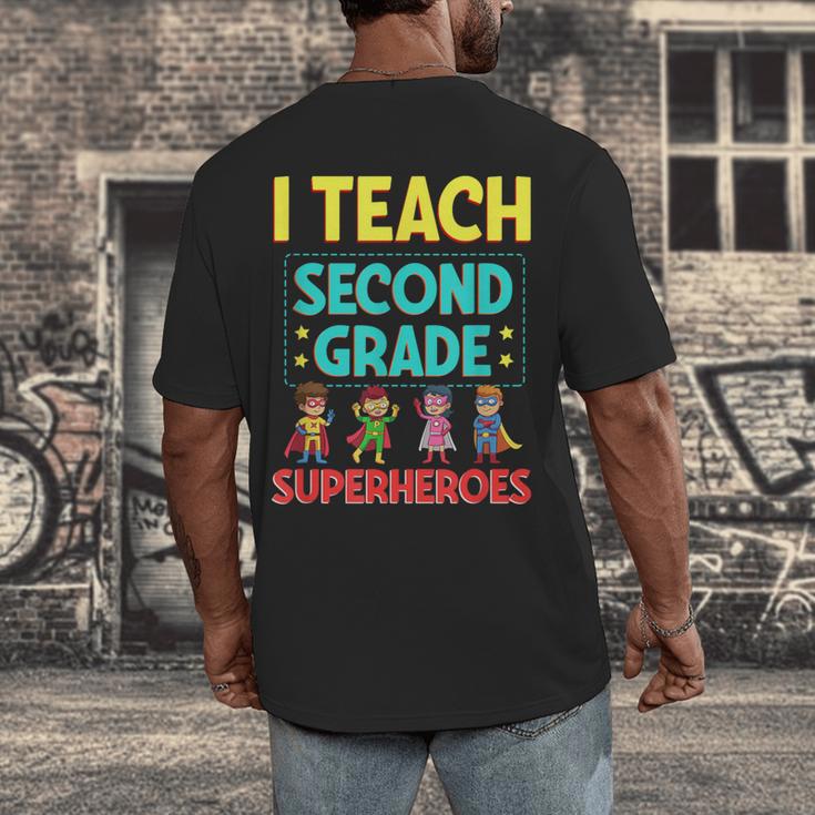 I Teach Second Grade Superheroes Teacher Superhero Men's Back Print T-Shirt, funny design I Teach Second Grade Superheroes Teacher Superhero Men's Back Print T-Shirt, funny design