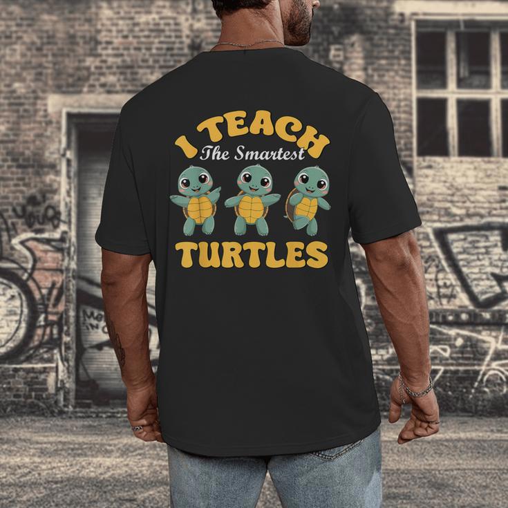 I Teach The Smartest Turtles Thanksgiving Proud Teacher Job Men's Back Print T-Shirt, funny design