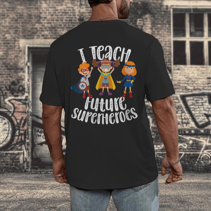 I Teach Superheroes Cute Back To School Teacher Men's Back Print T-Shirt, funny design I Teach Superheroes Cute Back To School Teacher Men's Back Print T-Shirt, funny design