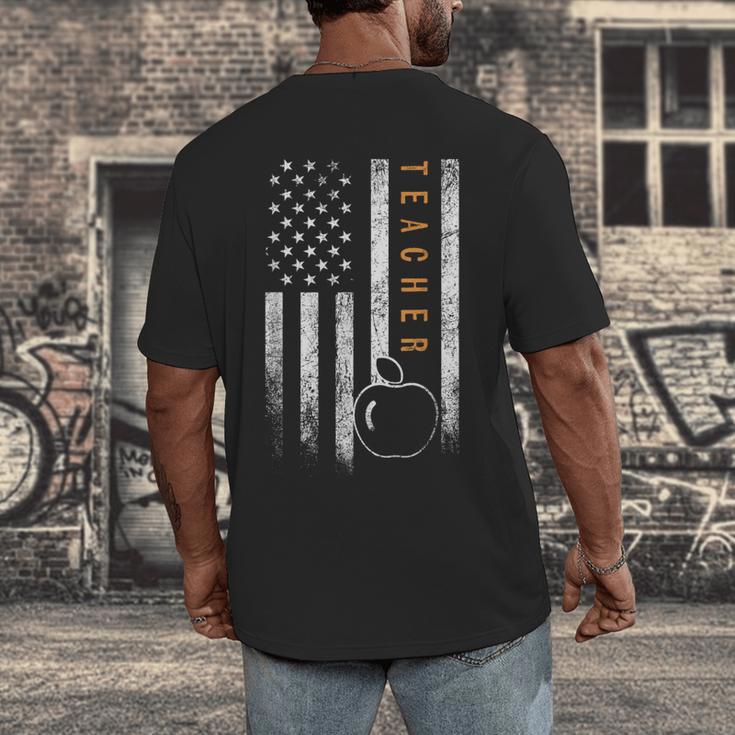 Teacher American Flag Teacher's Day Teaching Men's Back Print T-Shirt, funny design