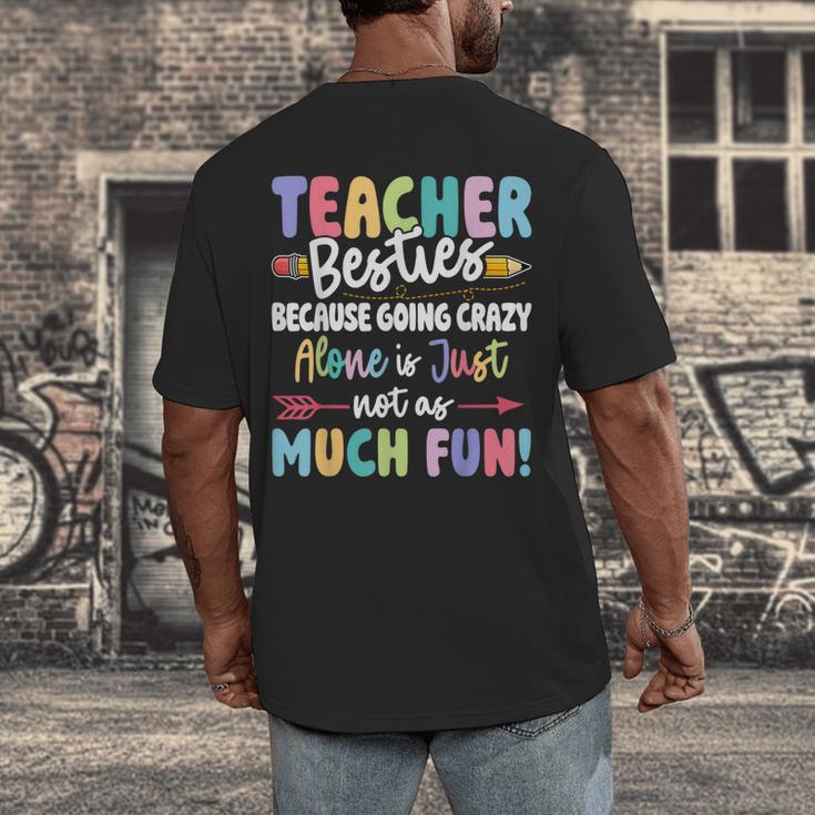 Teacher Besties Matching Teacher Besties Men's Back Print T-Shirt, funny design