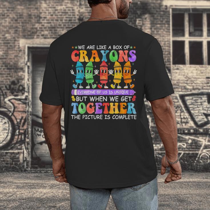 Teacher We Are Like A Box Of Crayons Back To School Men Women Kids Men's Back Print T-Shirt, funny design