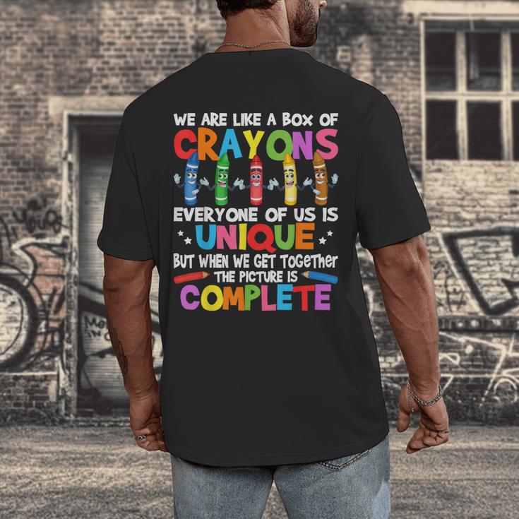 Teacher We Are Like a Box Of Crayons For Men Women Kids Men's Back Print T-Shirt, funny design Teacher We Are Like a Box Of Crayons For Men Women Kids Men's Back Print T-Shirt, funny design