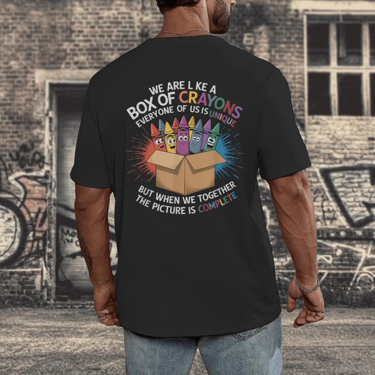 Teacher We Are Like a Box Of Crayons Men's Back Print T-Shirt, funny design Teacher We Are Like a Box Of Crayons Men's Back Print T-Shirt, funny design