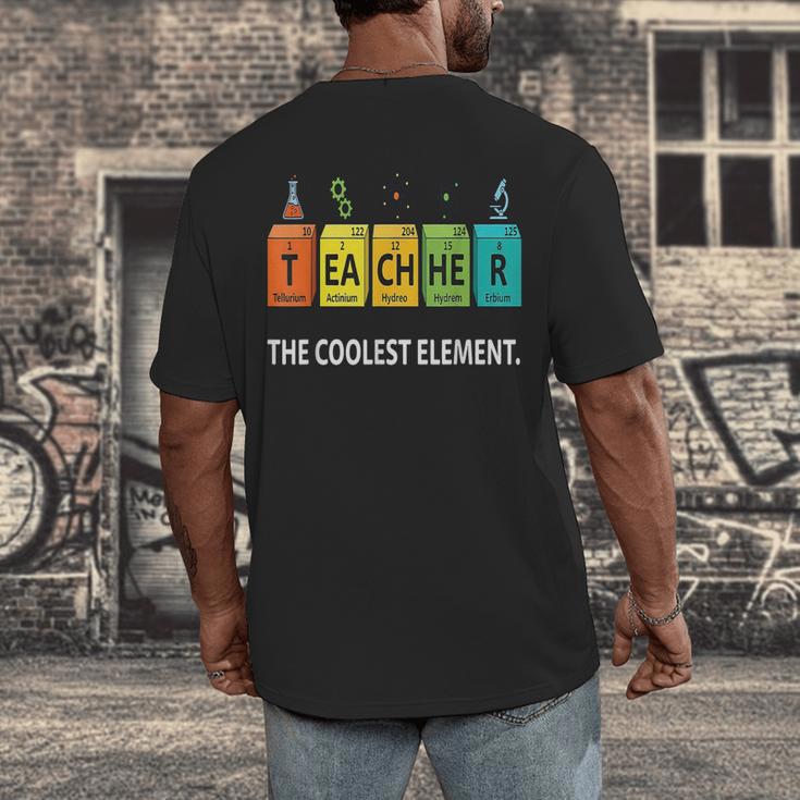 Teacher The Coolest Element Chemistry Periodic Table Science Men's Back Print T-Shirt, funny design