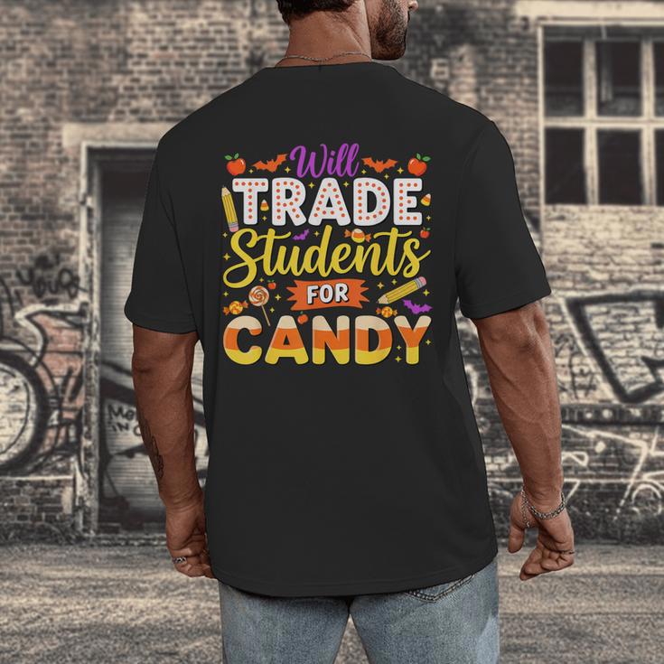 Teacher Cute Will Trade Students For Candy Halloween Costume Men's Back Print T-Shirt, funny design