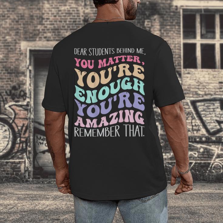 Teacher Dear Students Behind Me 1st Day Of School On Back Men's Back Print T-Shirt, funny design Teacher Dear Students Behind Me 1st Day Of School On Back Men's Back Print T-Shirt, funny design