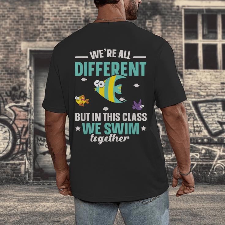 Teacher We All Different But In This Class We Swim Together Men's Back Print T-Shirt, funny design Teacher We All Different But In This Class We Swim Together Men's Back Print T-Shirt, funny design
