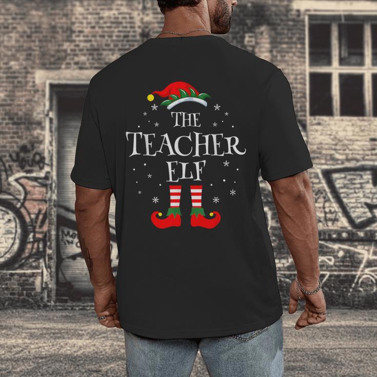 The Teacher Elf Christmas Family Matching Group Xmas Men's Back Print T-Shirt, funny design