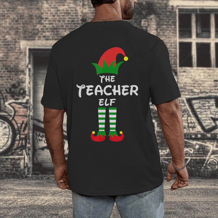 The Teacher Elf Family Matching Group Idea Christmas Men's Back Print T-Shirt, funny design The Teacher Elf Family Matching Group Idea Christmas Men's Back Print T-Shirt, funny design