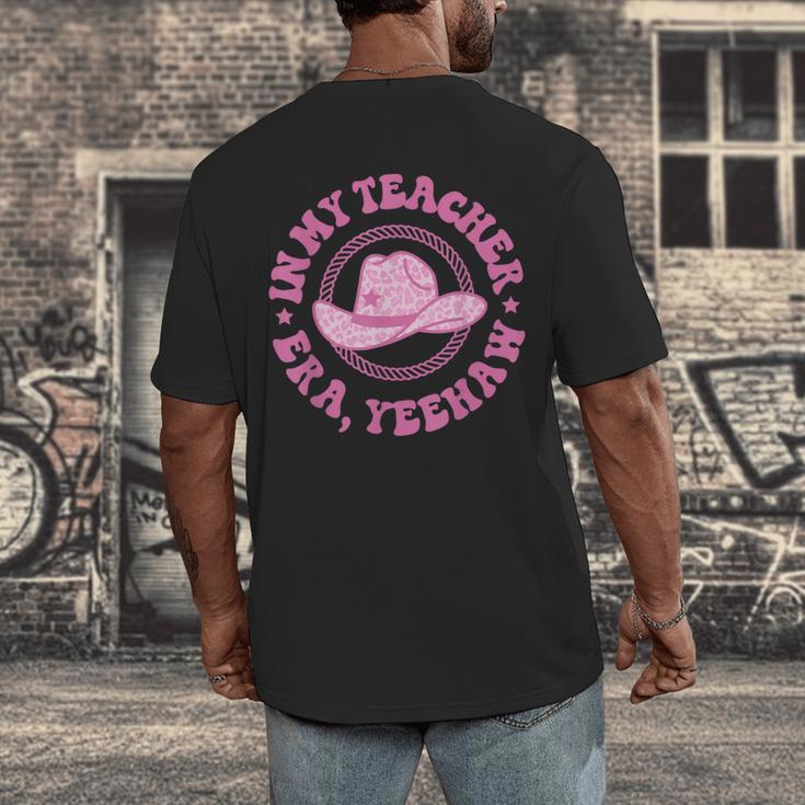 In My Teacher Era Yeehaw Pink Teacher Western Cowgirl Men's Back Print T-Shirt, funny design