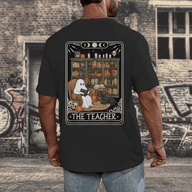 The Teacher Ghost Book Reading Books Lover Halloween Men's Back Print T-Shirt, funny design