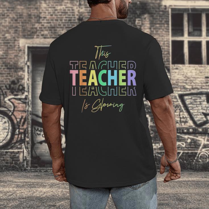 This Teacher Is Glowing Hello Summer End Of School Men's Back Print T-Shirt, funny design This Teacher Is Glowing Hello Summer End Of School Men's Back Print T-Shirt, funny design