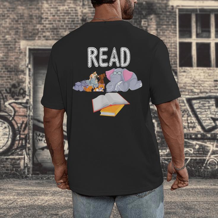 Teacher Library Read Book Club Piggie Elephant Pigeons Men Women Kids Men's Back Print T-Shirt, funny design