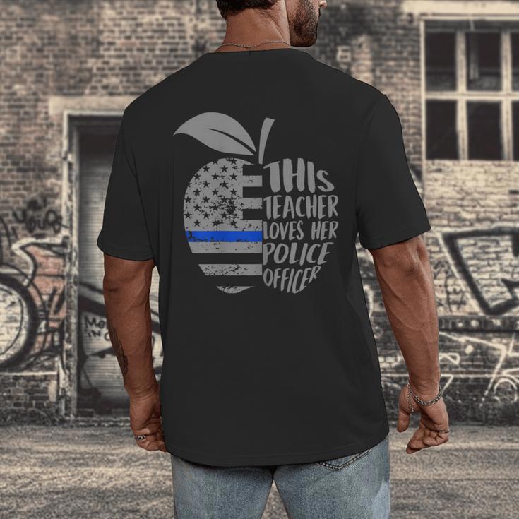 This Teacher Loves Her Police Officer Wife Saying Men's Back Print T-Shirt, funny design This Teacher Loves Her Police Officer Wife Saying Men's Back Print T-Shirt, funny design