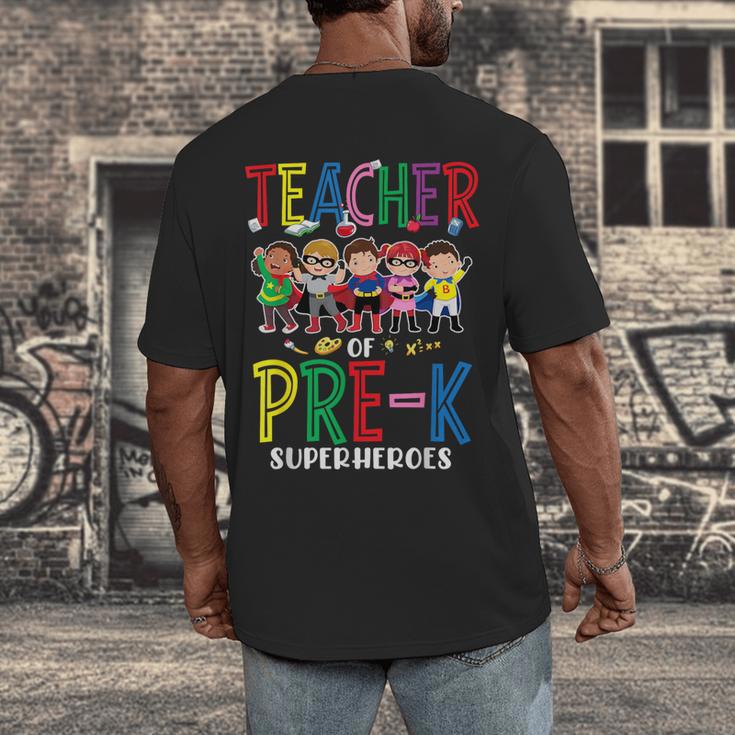 Teacher Of Pre K Superheroes Teacher New School Year Men Women Men's Back Print T-Shirt, funny design