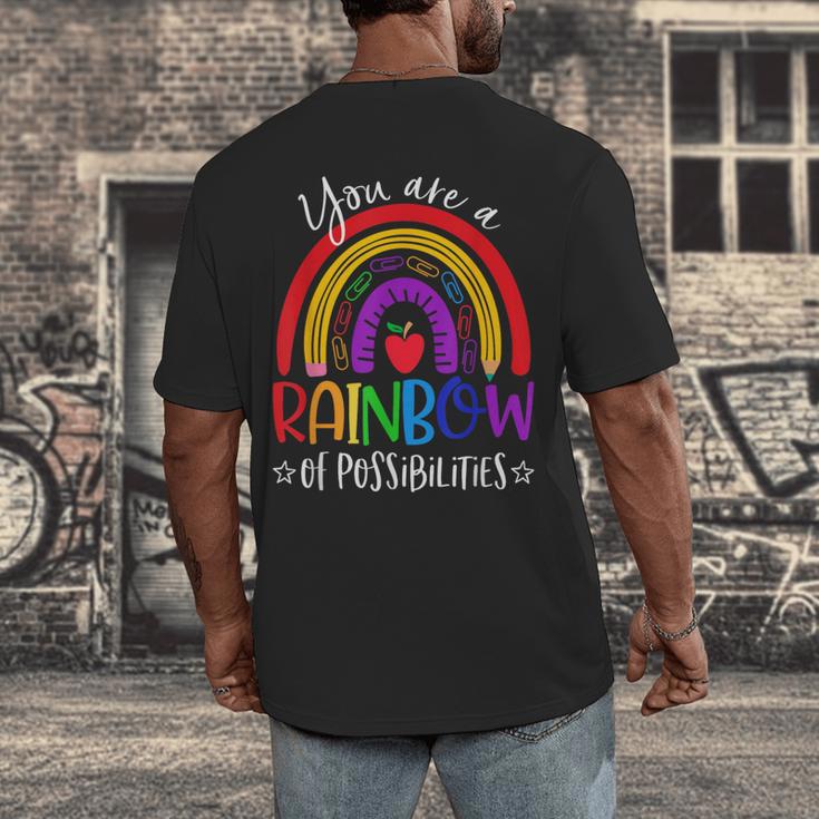Teacher You Are a Rainbow Of Possibilities Funny Men's Back Print T-Shirt, funny design Teacher You Are a Rainbow Of Possibilities Funny Men's Back Print T-Shirt, funny design