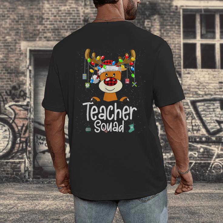 Teacher Squad Red Plaid Rudolph Reindeer Christmas Men's Back Print T-Shirt, funny design Teacher Squad Red Plaid Rudolph Reindeer Christmas Men's Back Print T-Shirt, funny design