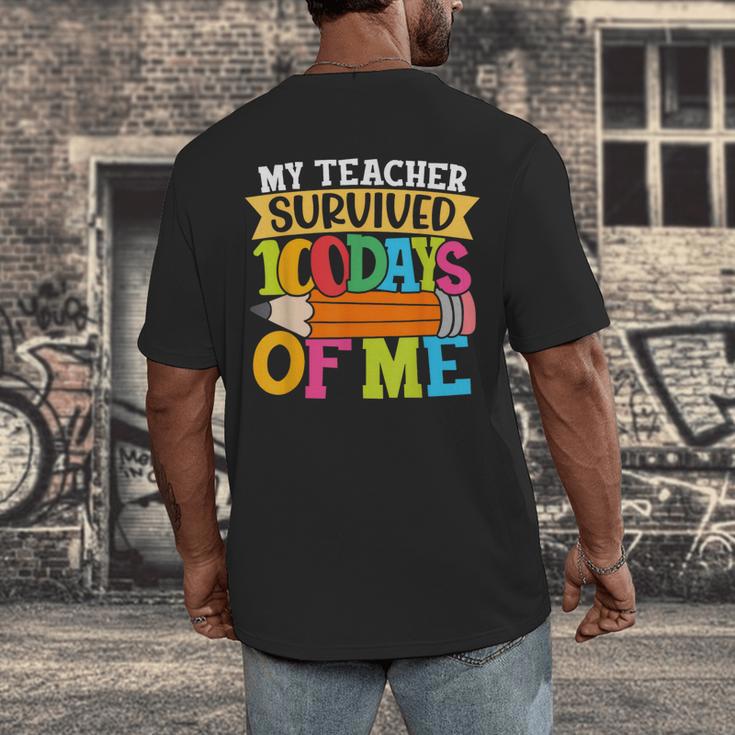My Teacher Survived 100 Days Of Me 100th Day Of School Kids Men's Back Print T-Shirt, funny design My Teacher Survived 100 Days Of Me 100th Day Of School Kids Men's Back Print T-Shirt, funny design