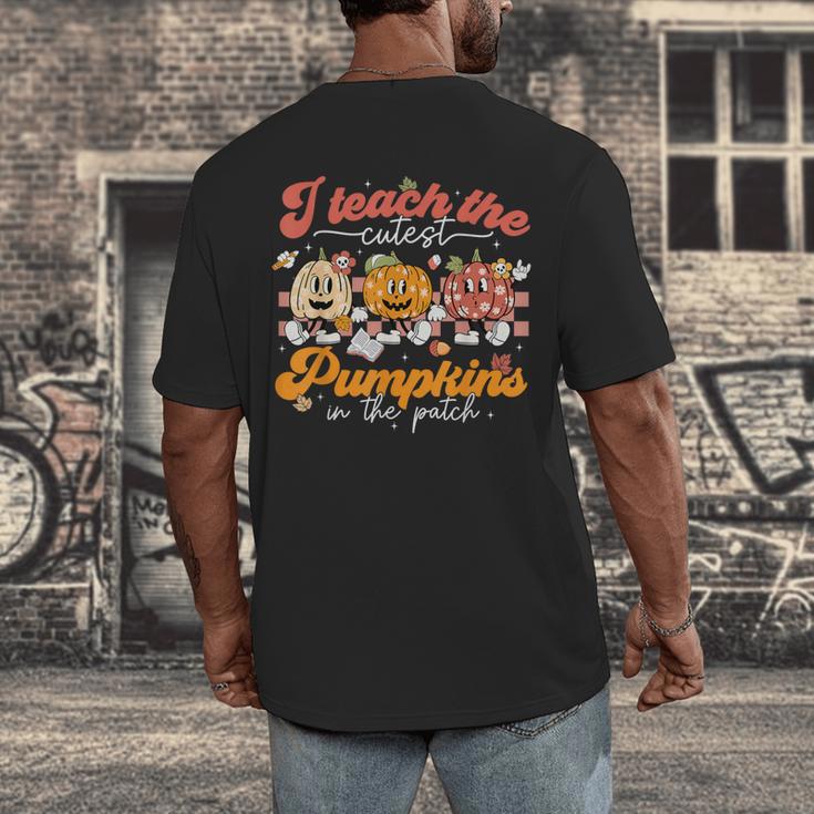 Teacher I Teach The Cutest Pumpkins In The Patch Fall Autumn Men's Back Print T-Shirt, funny design