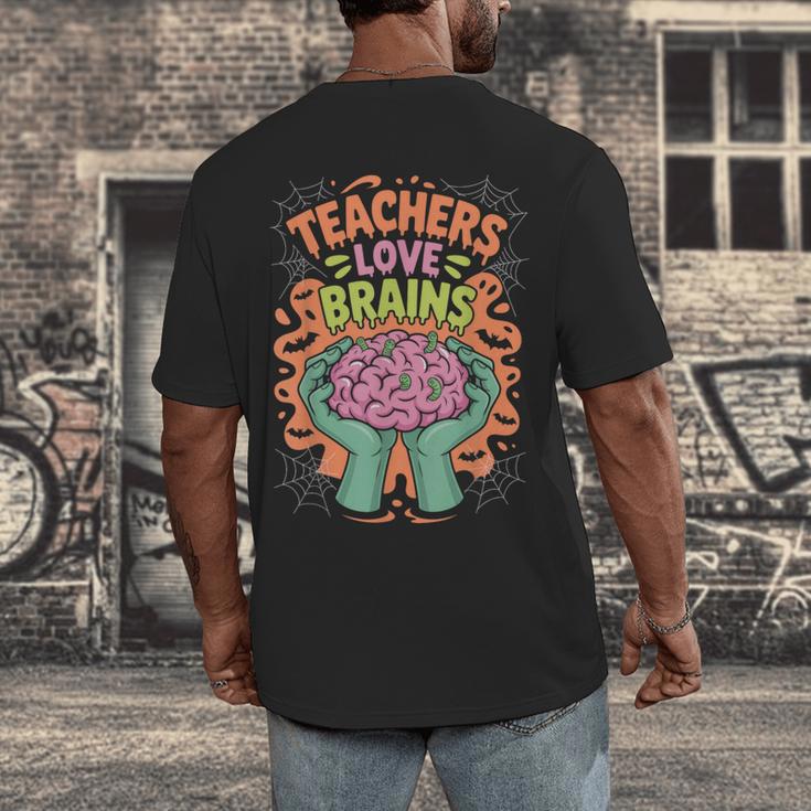 Teacher Teachers Love Brains Halloween Men Women Men's Back Print T-Shirt, funny design Teacher Teachers Love Brains Halloween Men Women Men's Back Print T-Shirt, funny design