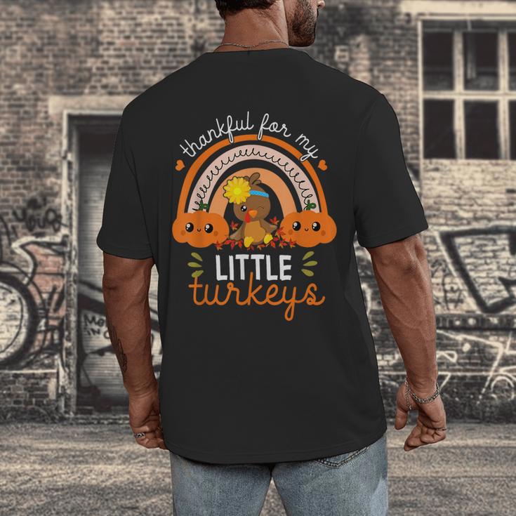 Teacher Thanksgiving Shirt Thankful For My Little Turkeys Men's Back Print T-Shirt, funny design Teacher Thanksgiving Shirt Thankful For My Little Turkeys Men's Back Print T-Shirt, funny design