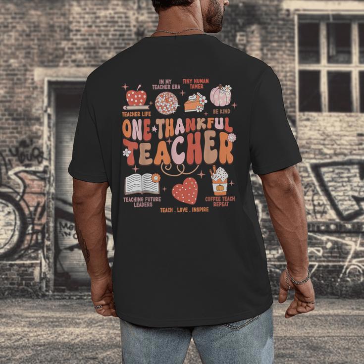 Teacher Thanksgiving Shirt Women One Thankful Teacher Fall Men's Back Print T-Shirt, funny design