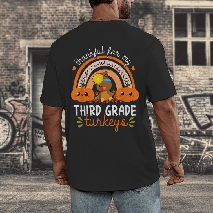 Teacher Thanksgiving Thankful For My Third Grade Turkeys Men's Back Print T-Shirt, funny design Teacher Thanksgiving Thankful For My Third Grade Turkeys Men's Back Print T-Shirt, funny design