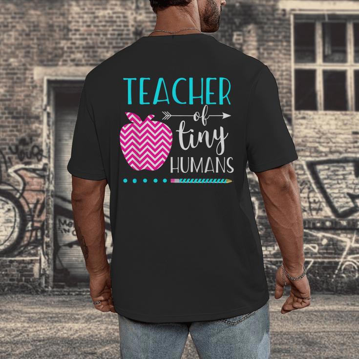 Teacher Of Tiny Humans Preschool Pre K Kindergarten Teacher Men's Back Print T-Shirt, funny design