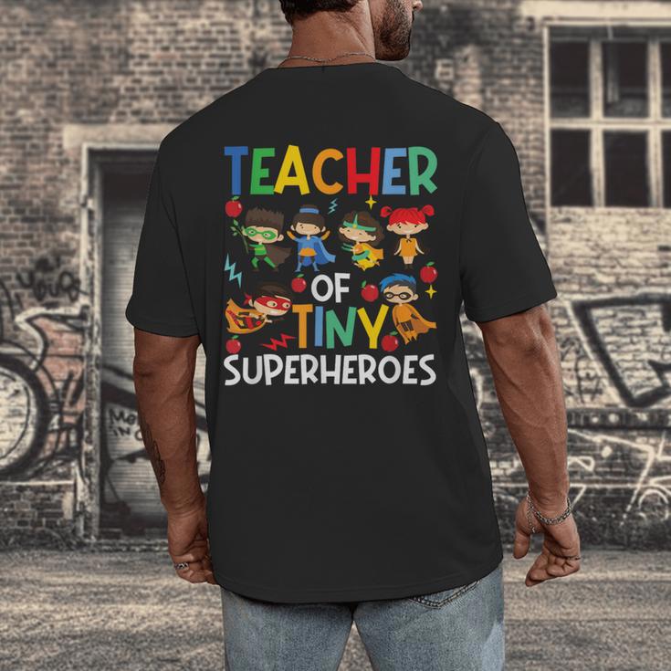 Teacher Of Tiny Superheroes Teach 100th Day Of School Men Women Girls Kids Men's Back Print T-Shirt, funny design