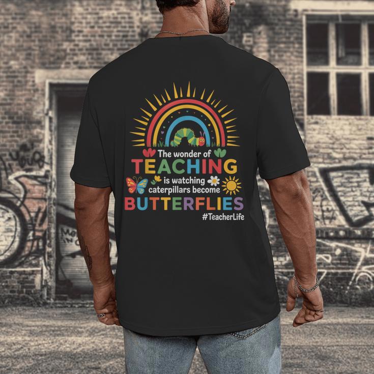 Teacher The Wonder Of Teaching Is Watching Caterpillar Men's Back Print T-Shirt, funny design