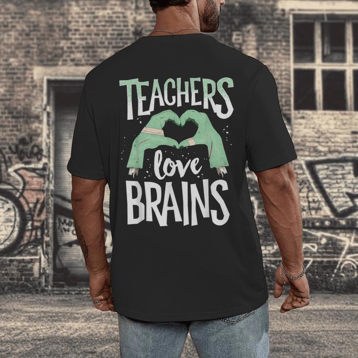 Teachers Love Brains Halloween Costume Trick Treat Zombie Men's Back Print T-Shirt, funny design Teachers Love Brains Halloween Costume Trick Treat Zombie Men's Back Print T-Shirt, funny design