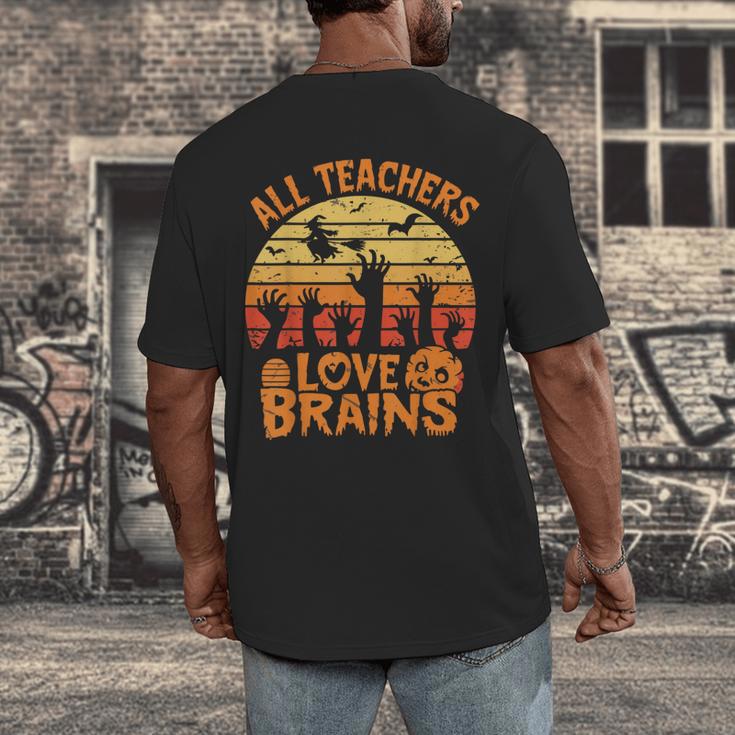 All Teachers Love Brains Teachers Halloween Teacher Men's Back Print T-Shirt, funny design All Teachers Love Brains Teachers Halloween Teacher Men's Back Print T-Shirt, funny design