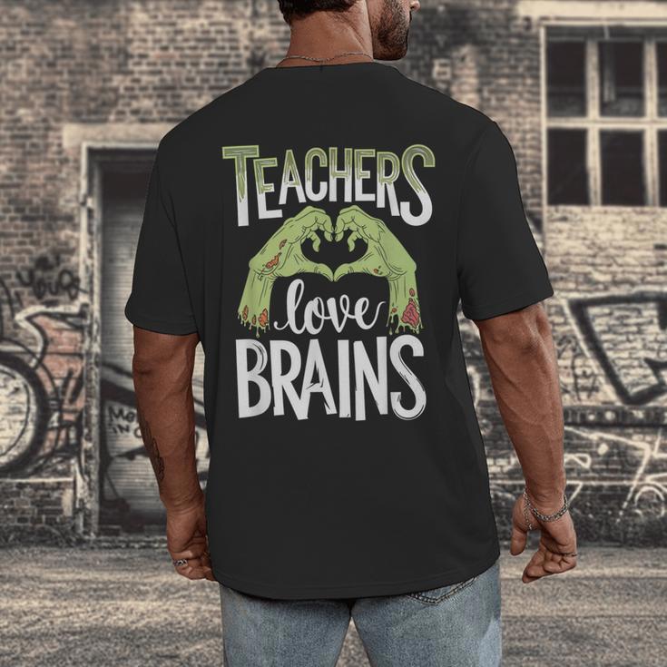 Teachers Love Zombie Teacher Halloween Fun Men's Back Print T-Shirt, funny design